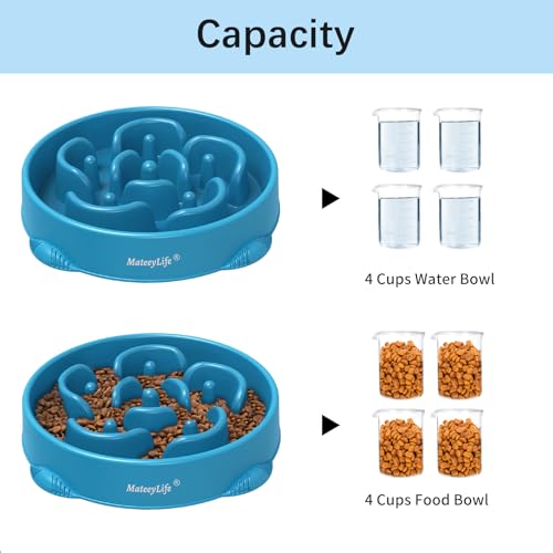 1 Pack Slow Feeder Dog Bowls (G-DarkBlue / Large)