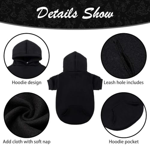 Dog Hoodie for Small Medium Dogs Cats (Black / X-Small)