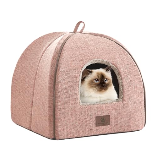 Cat Bed for Indoor Cats (Pink / M(15 x 15 x 15 Inch))