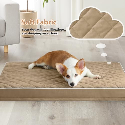 Orthopedic Waterproof Dog Bed Medium for Comfy Sleeping (brown / 30"L x 20"W x 3"Th)