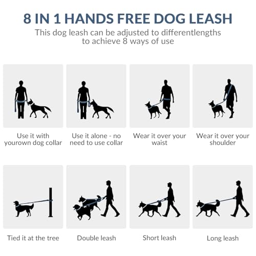 8.2ft Hands Free Dog Leash (Blue)