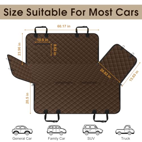 Waterproof Dog Car Seat Cover for Back Seat (Coffee,Black / Large,Standard)