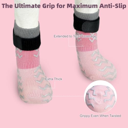 Dog Socks Shoes for Hot Pavement to Prevent Licking Paws (Pink / Extra Large (Paw Width: 3.5"))