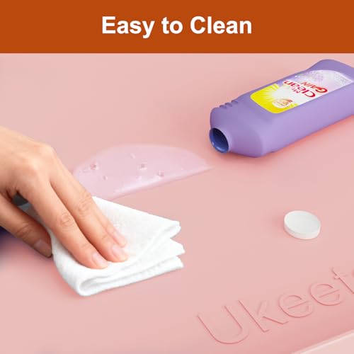 34" x 22" Extra Thick Silicone Mat Waterproof with Raised Edge (Pink / 34"L x 22"W)
