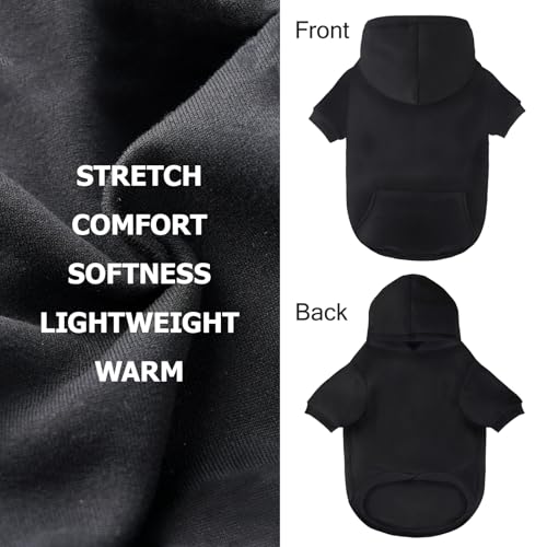 Dog Basic Hoodie Soft Dog Clothes Cold Weather Sweaters for Medium Large Dogs Cozy Fabric Warm Sweatshirt with Leash Hole for Boys (Black / M (Back: 16.54",Chest: 22.05", 10-20lbs))