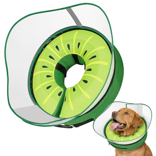 Raised Inflatable Dog Cone After Surgery (Kiwi / XXL（(Neck 18"-23")）)