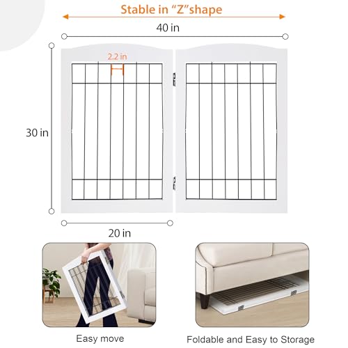 2 Panel Freestanding Adjustable Wooden Dog Gate (30"Height-2 Panel / White)