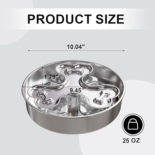 304 Stainless Steel Slow Feeder Dog Bowls (B: Silver)