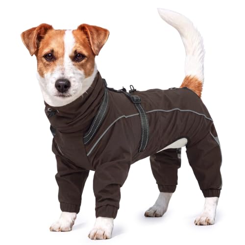 Dog Raincoat Hooded Full Body Coverage (Brown / Small(Chest:17.32"))