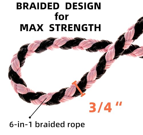 5FT Braided Cotton Rope Leash for Small (Midnight Rose)