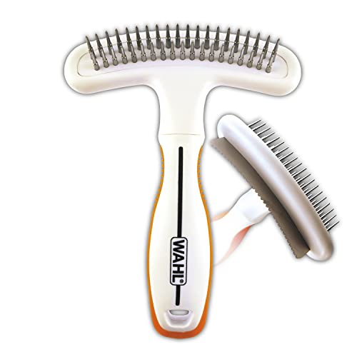 2-in-1 Combination Double Row Pet Rake with Hair Shedding Blade (1 Count (Pack of 1))