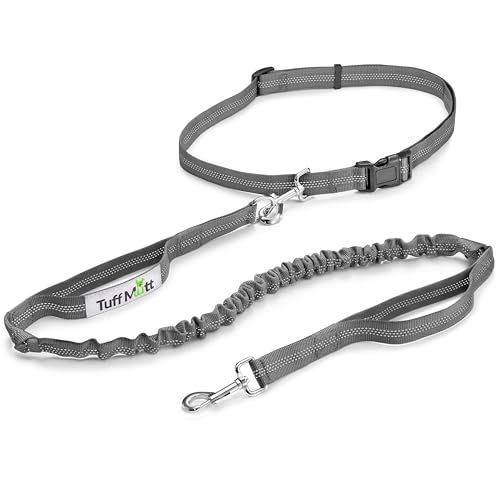 Waist Hands Free Dog Leash for Walking Running Hiking (Gray)