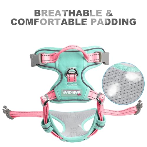 Dog Harness No Pull for Large Dogs Front Back Clips (X-Large(Chest:30-38”) / Cool Mint & Baby Pink)
