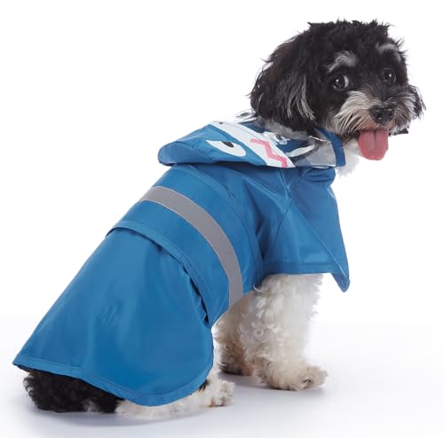 Dog Raincoat Hooded Reflective Waterproof Slicker Poncho (Shark 2 / M(5-7 pound))