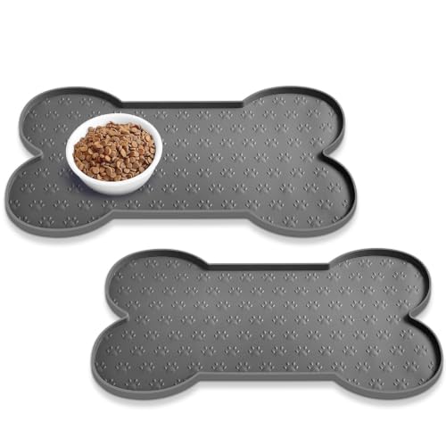 Dog Food Mat Anti (19.4" x 9.8"-2PCS / Grey)