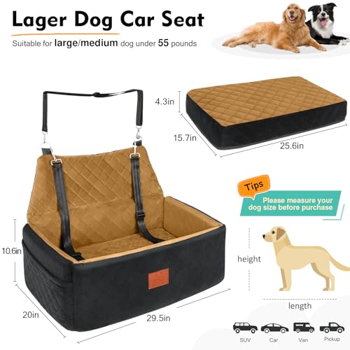 Dog Car Seat for Large Medium Sized Dogs (Black/brown)