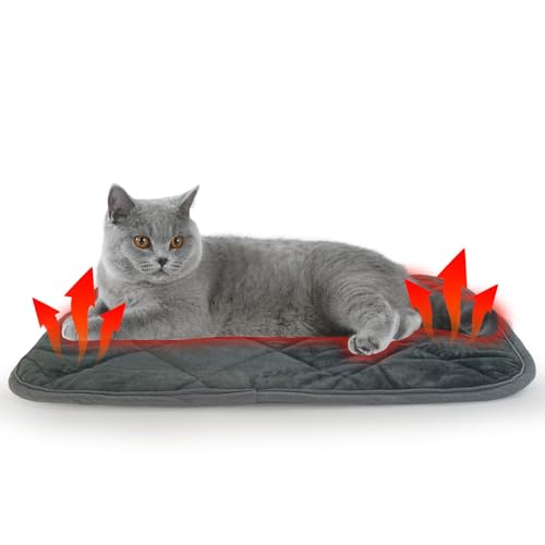 Self Warming Cat Bed Indoor (Small 21.6 x 15.7 inch / Gray)