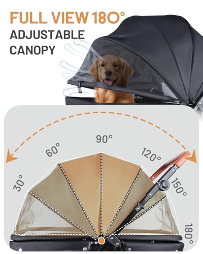 Dog Stroller for Medium & Large Dogs Up to 66 lbs (Classic Black)