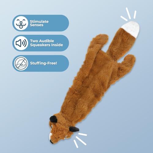 2-in-1 Stuffless Squeaky Dog Toy - Fox, Small (Brown/Fox / Small)
