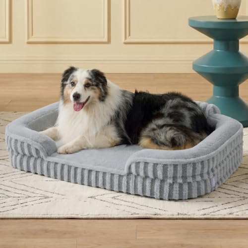 Cute Cozy High Back Orthopedic XL Dog Bed with Sides (42.0"l X 30.0"w X 7.0"th / Grey)