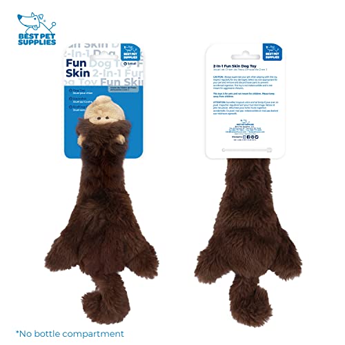 2-in-1 Stuffless Squeaky Dog Toy - Monkey, Small (Dark Brwon/Monkey / Small)