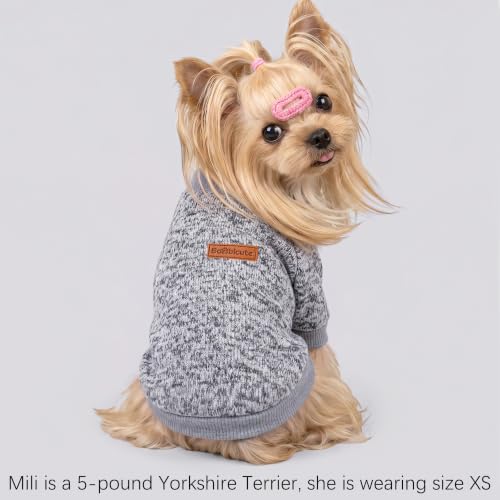 4 Pack Dog Sweaters for Small Dogs Girl Boy Winter Fleece Clothes Warm Soft Dog Sweatshirt Outfit for Dogs Cats Pet Apparel (Grey+Bright Blue+Navy Blue+Khaki / X-Small)
