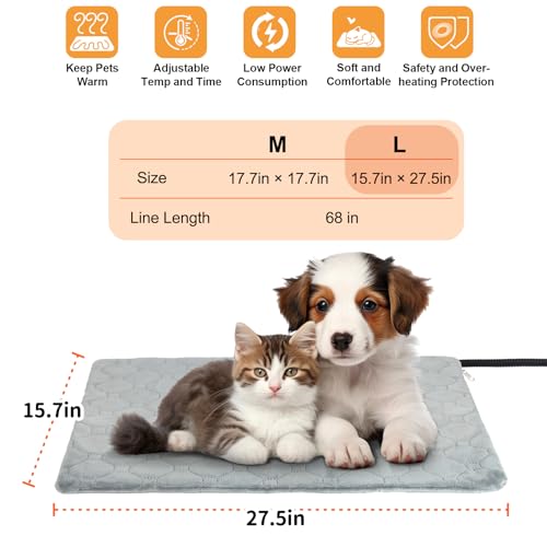 Cat Heating Pad (Grey / L (15.7'' × 27.5''))