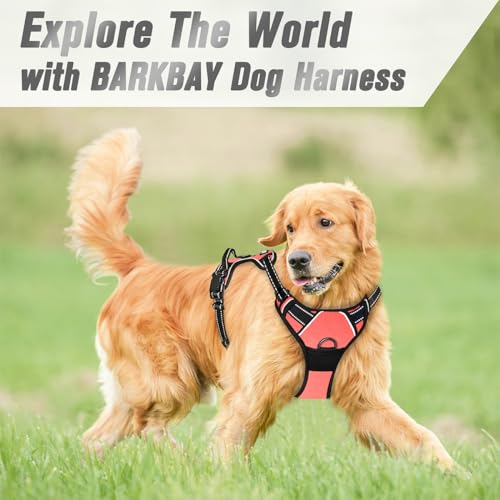 Dog Harness No Pull for Large Dogs Front Back Clips (Large(Chest:24.5-32.5") / Light Pink)