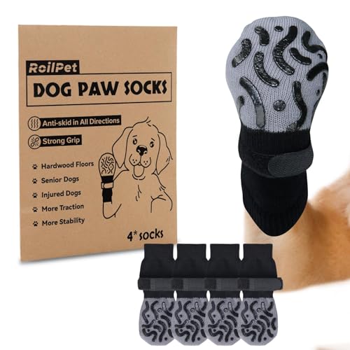 Non Slip Dog Socks to Prevent Licking Paws Double Sided Traction (Small(Pack of 4))