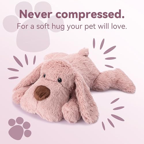 Heartbeat Puppy Toy Dog Heartbeat Toy for Anxiety Relief and Calming Aid (Pink)