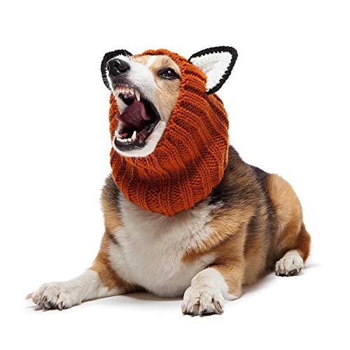 Fox Costume Knit Dog Snood Ear Wrap for Pets (Medium)