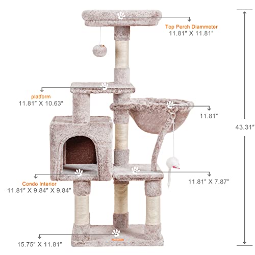 Cat Tree with Toy (43.3 inch / Rosy Brown)