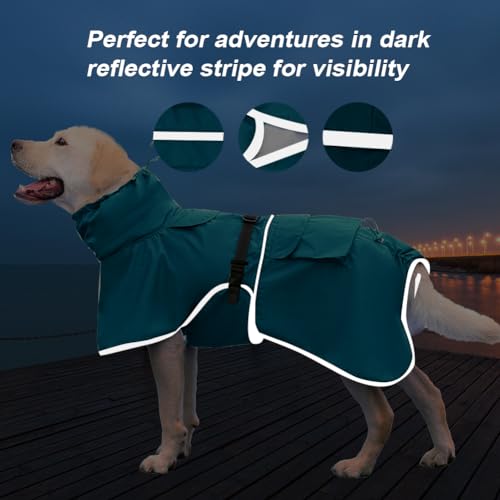 Dog Raincoat Waterproof Rain Jacket for Large Dogs Blue (Blue / 5XL-Fit for 71-90 pounds)