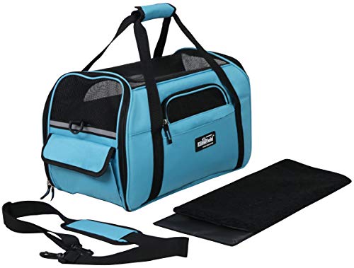 Soft Sided Pet Carrier for Cats & Small Dogs (17.0"L x 9.0"W x 12.0"H / Sky Blue)