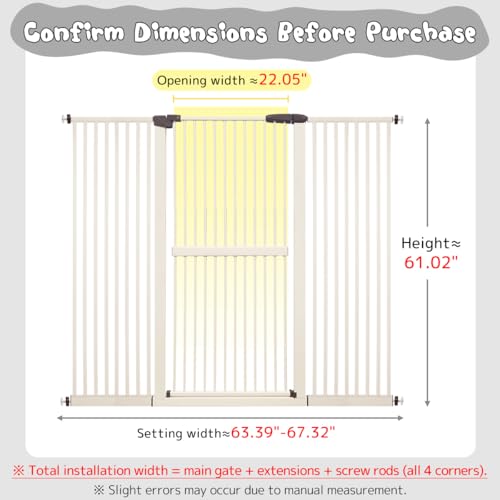 61.02" Extra Tall Pet Gate for Cat Dog 63.39" (61.02" H-cream / 63.39"-67.90" W)