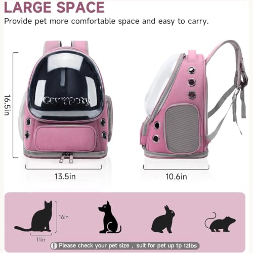 Cat Backpack Carrier Large Space Bubble Backpack up to 12lbs Pink (Pink)