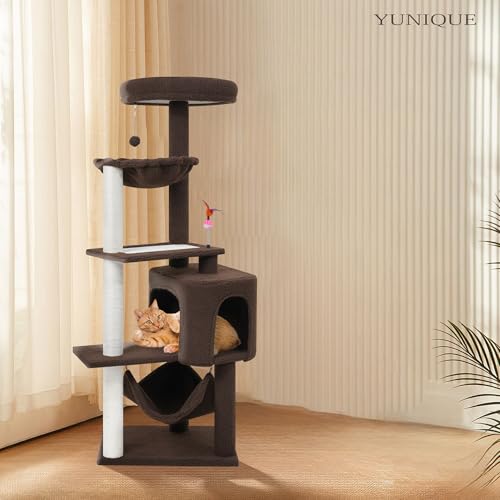Cat Tree with Cat Condo Scratch Posts Scratch Tablet and Big Hammock (60.2'' Coffee)