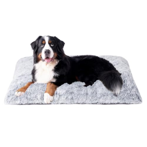 Fluffy Dog Crate Bed (Grey / 44 x 33)