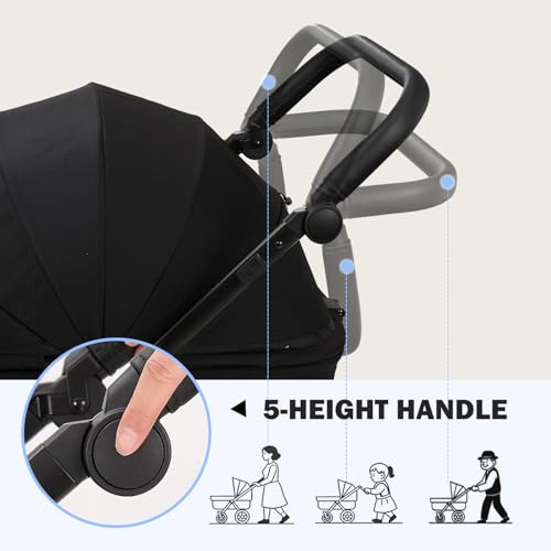 Dog Stroller for Medium Large Dogs up to 66lbs Portable&Foldable (Black / Medium)