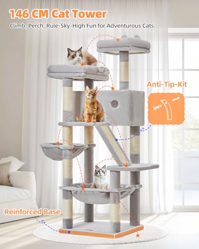 Sturdy Cat Tree (Light Gray / 57.5 Inches)