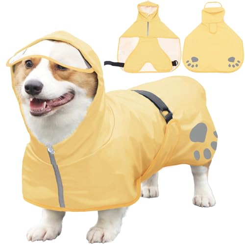 Dog Raincoat Hooded Slicker Poncho (Large / Light Yellow)
