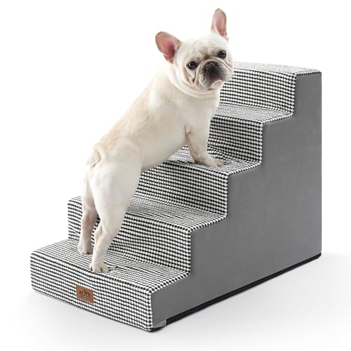 Dog Stairs for Small Dogs (White Black / 19.7x29.5x23.6 inch)