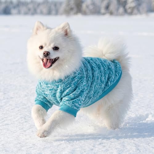 3 Pack Dog Sweaters for Small Dogs Girl Boy Winter Fleece Clothes Warm Soft Dog Sweatshirt Outfit for Dogs Cats Pet Apparel (Navy Blue+Grey+Light Blue / XXL (Back: 20.4", Chest: 26.7", 22-26 lbs))