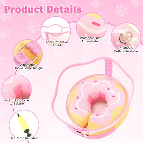 Inflatable Dog Cone Collar for Dogs to Stop Licking After Surgery (LightPink / XXL (Neck 19"-24"))