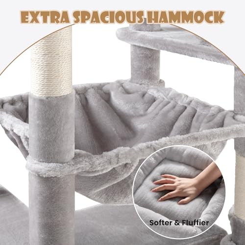 81in Multi Level Tall Cat Tree Tower for Indoor Kitties (Grey)
