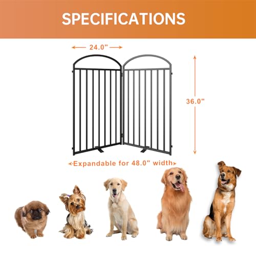 2 Panels Full Matel Freestanding Dog Gates (【2 Panels】48"W*36H" / Black)
