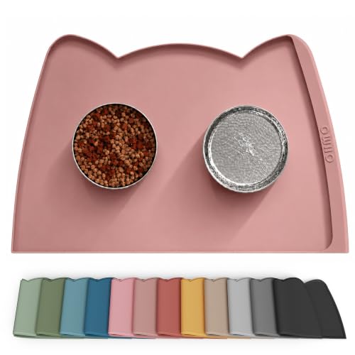 Large Dog Food Mat (24"L x 15"W / Rose)