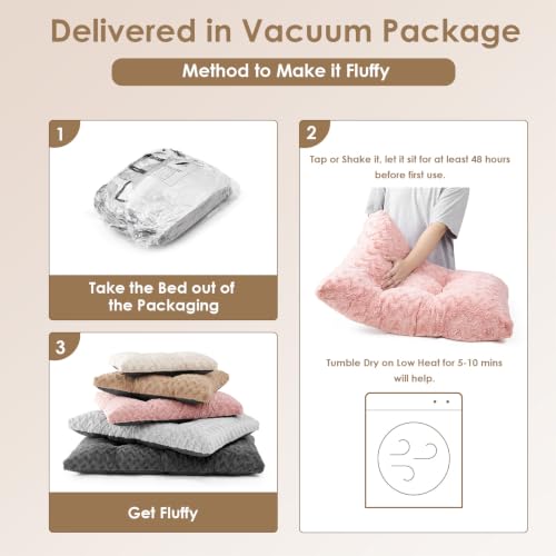 Washable Large Dog Bed for Crate (Pink / 36" x 27" x 3.5")