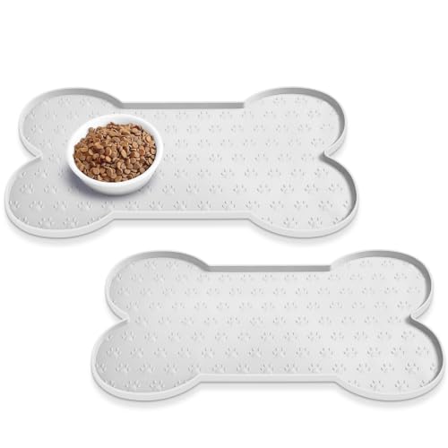 Dog Food Mat Anti (19.4" x 9.8"-2PCS / White)
