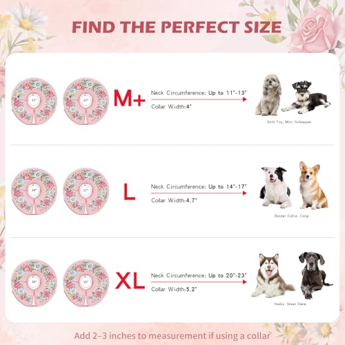 Inflatable Recovery Dog Cone Collar (Floral Wreath / Large (Neck:14''-17''))